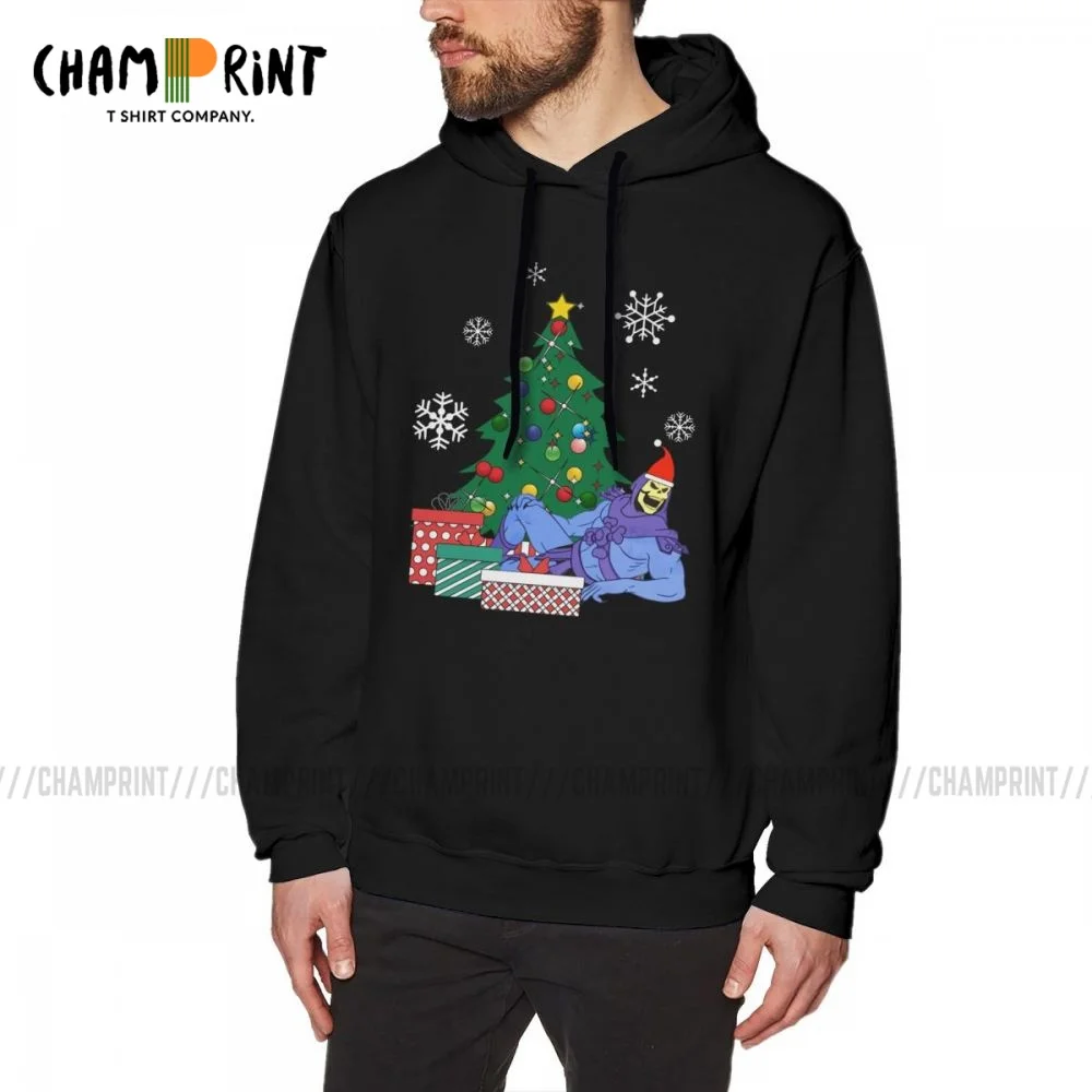 

Skeletor Around The Christmas Tree Man Hooded Sweatshirts 100% Cotton Vintage Masters of the Universe Hoodies Hot Sale Pullovers