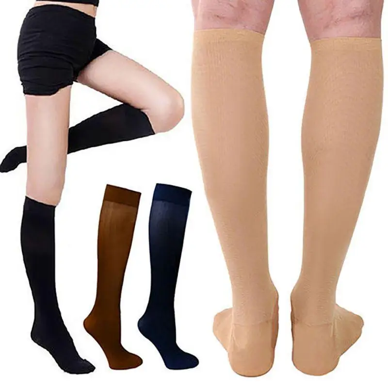 

Varicose Vein Leg Relief Pain Knee Socks Pressure Compression Unisex Thigh Socks Stockings Nylon High New Socks Long Color P0G2