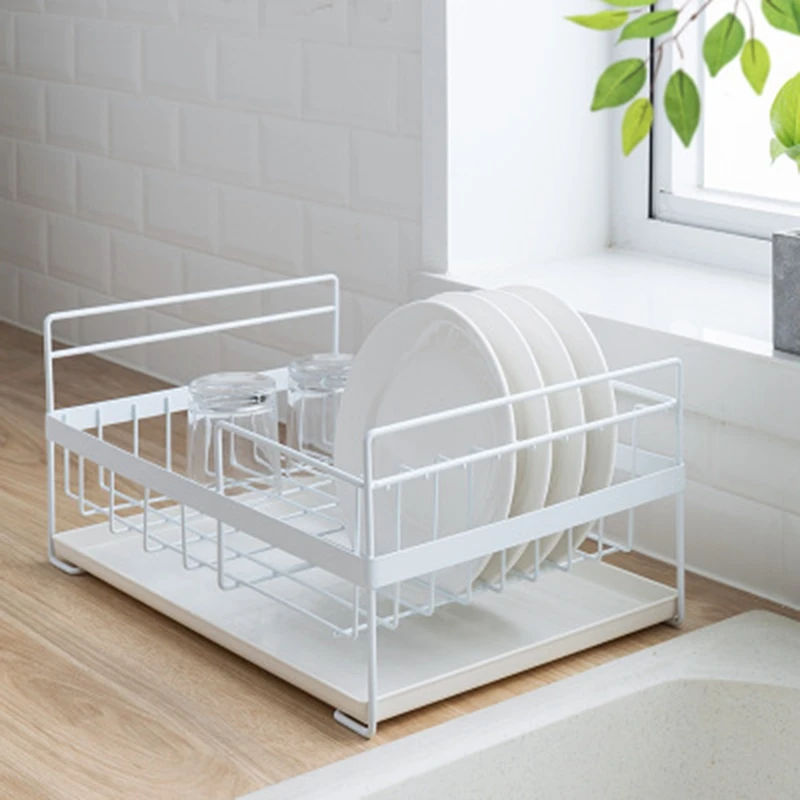 

ABSS-Kitchen Storage Organizer Dish Drainer Drying Rack Kitchen Sink Holder Tray For Plates Bowl Cup Tableware Shelf Basket Whit