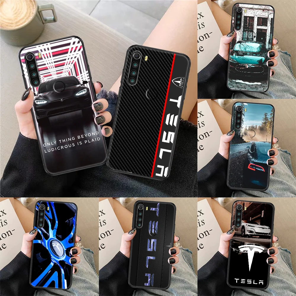 Tesla Inc. car logo rim Phone Case For Xiaomi Redmi Note 7 8 9 10 7A 8T 9A 9T 9S 10S Pro black silicone funda tpu bumper