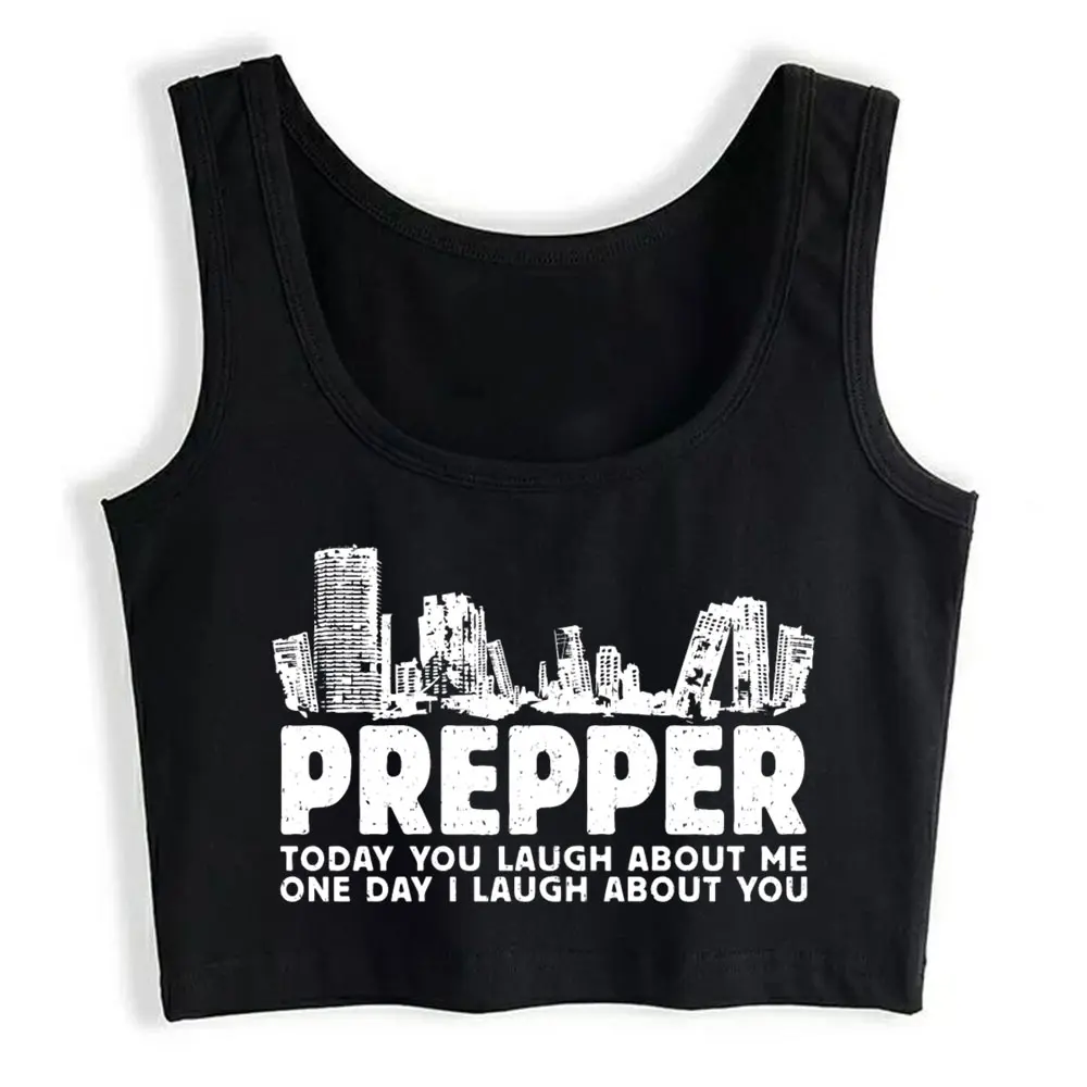 

Crop Top Prepper Preppers Survival Comic Black Custom Y2k Tops Womens Tops blusas mujer de moda 2021 verano Gym Tank Top Women