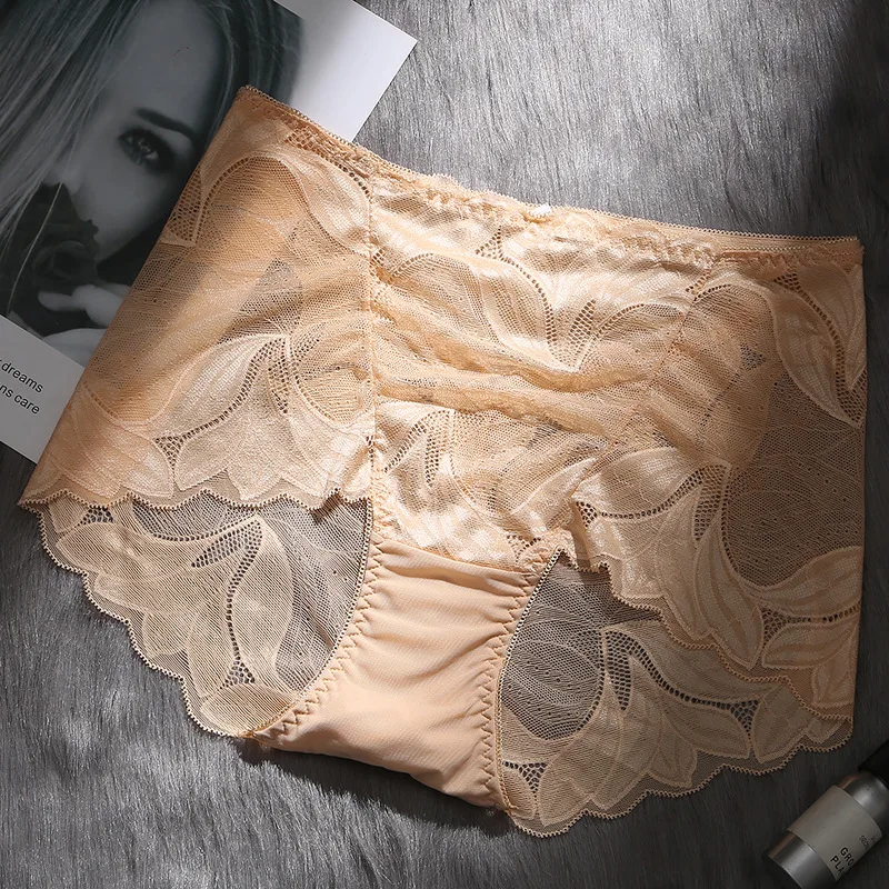 Хаки Ropa interior femenina трусики сексуальное женское нижнее белье плюс размер 5XL кружевные цветочные прозрачные полые женские трусики - Цвет: Хаки