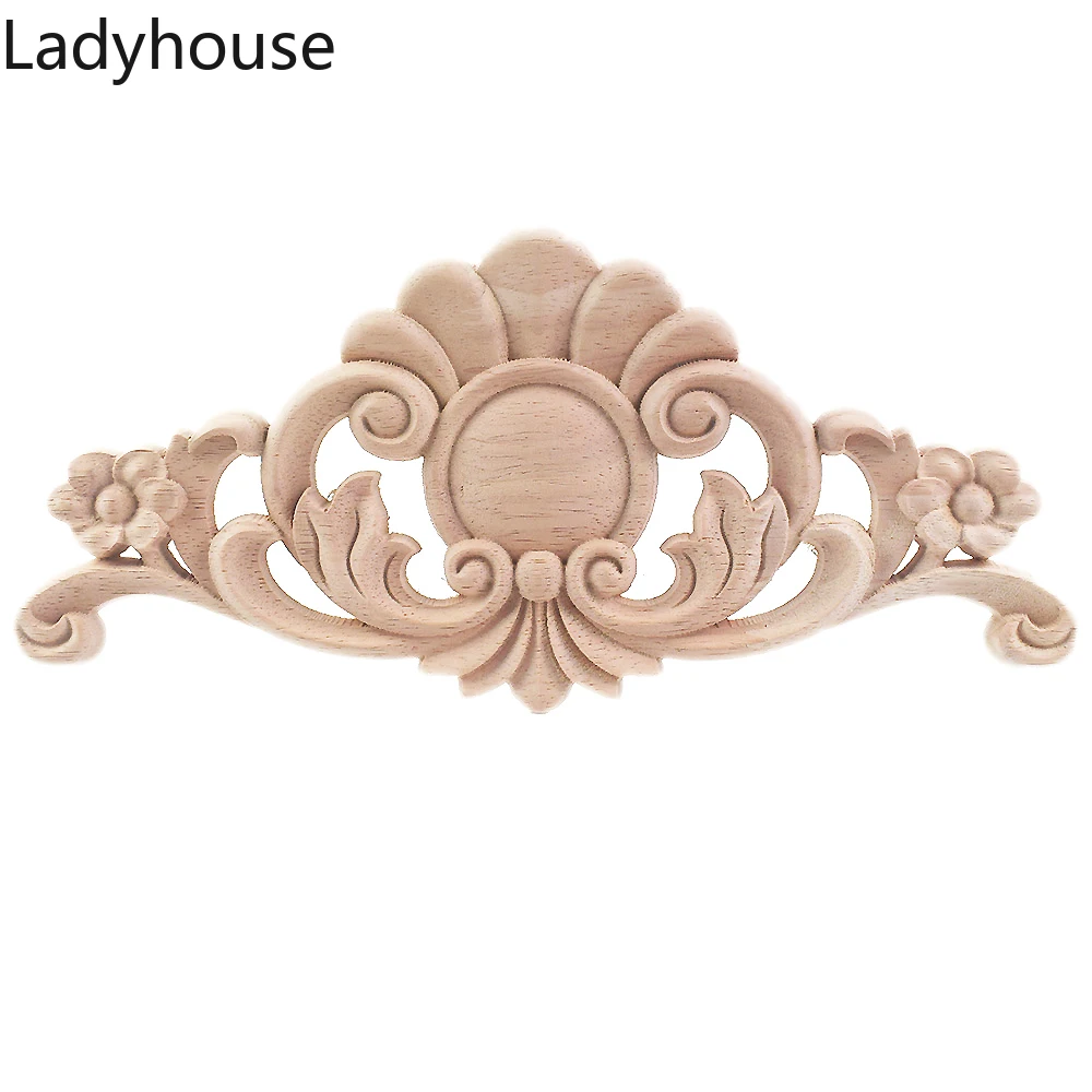 

Carved Wood Applique Figurine Furniture Decorative Cabinet Flowers Figurines Miniatures Ornaments Vintage Home Living Room Decor