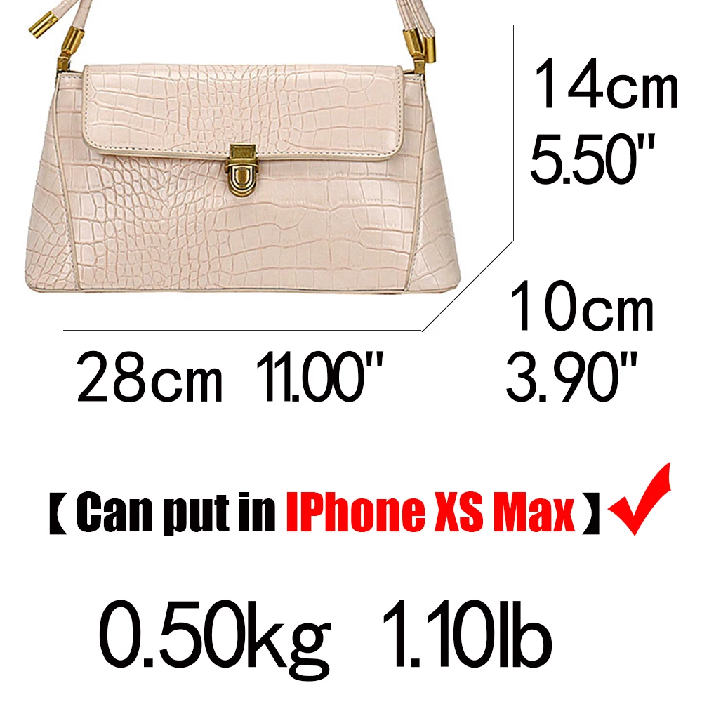 

Double Flower ALLIGATOR Crocodile Pattern Women Fashion PU Shoulder Bags Small Baguette Crossbody Handbags and Purses