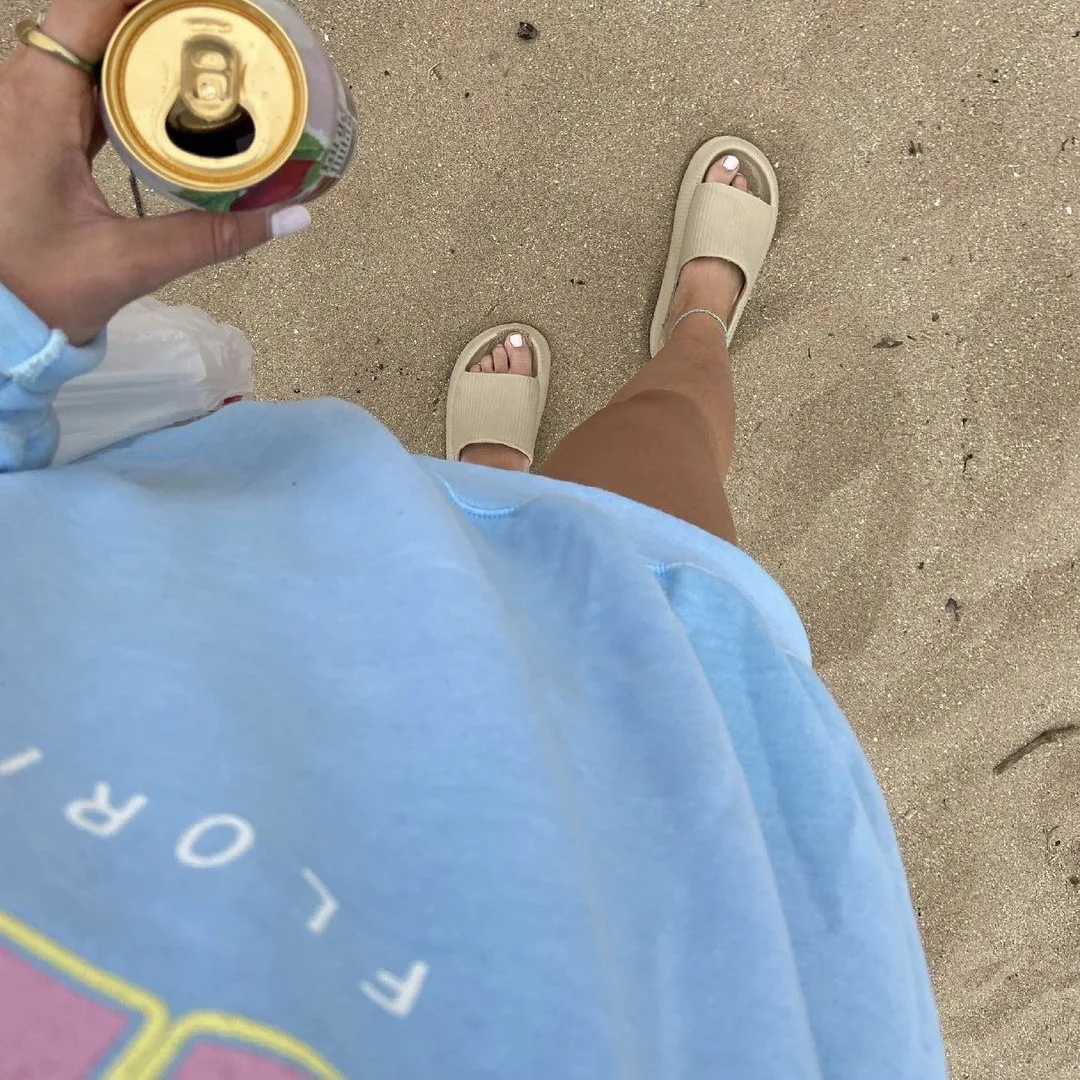 Женская толстовка с надписью ins MIAMI плотные теплые зимние топы небесно-голубого