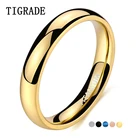 Кольцо Tigrade с гравировкой унисекс, обручальное кольцо с полированным золотом 4 мм, с титановым покрытием, цвета: черный, синий, серебристый, Размер 15