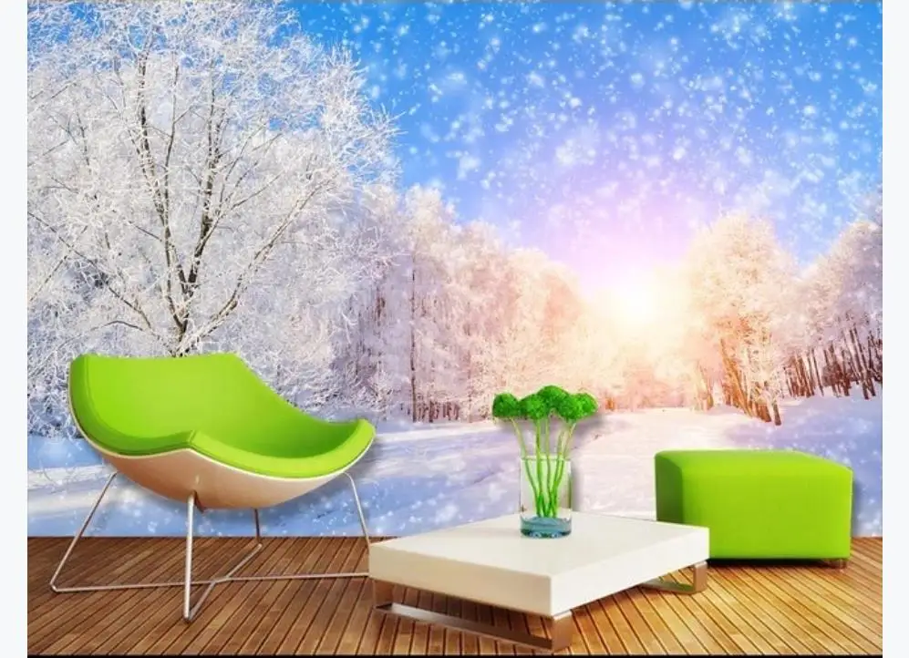 

Фотообои на заказ с изображением леса, большого дерева, зимнего снежного пейзажа, 3D обои для гостиной, спальни, телевизора, фона, Декор для до...