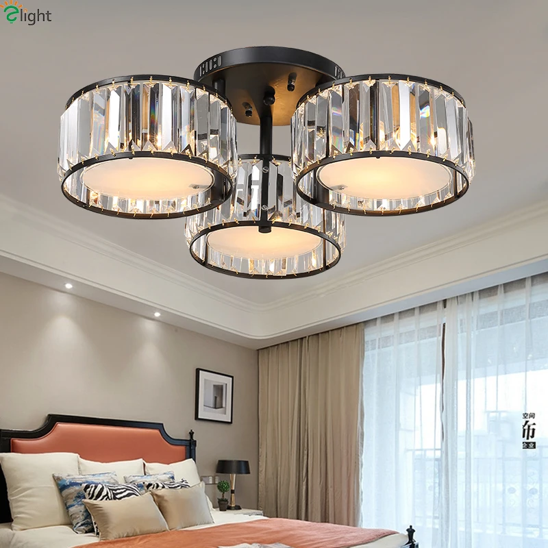 

American Lustre Crystal Led Chandeliers Black Metal Living Room Led Ceiling Chandelier Lights Bedroom Led Chandelier Lighting