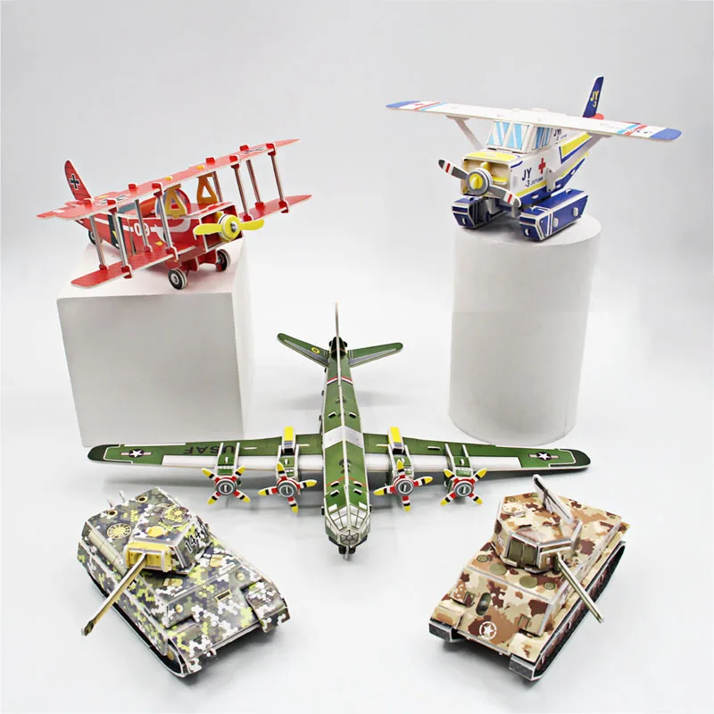 FEOOE DIY Paper 3D Three-dimensional Aircraft Puzzle Assembled Handcrafted Children's Puzzle Toys Paper Plane bomber Puzzles WL