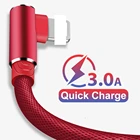 Зарядный USB-кабель, кабель для передачи данных и быстрой зарядки для iPhone 12, 11 Pro Max, 6 S, 6 S, 7, 8 Plus, 5, 5S, X, XR, iPad, 90 градусов, 3 м, 2 м