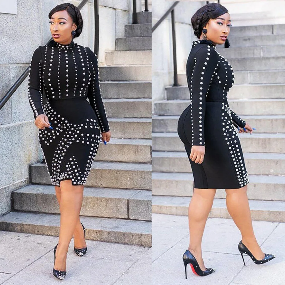 

Hot Dress Women's Sexy Long Sleeve Slim Fit Diamond Dress Nightclub Dress Commuting Fashion Club Party Women's Dress