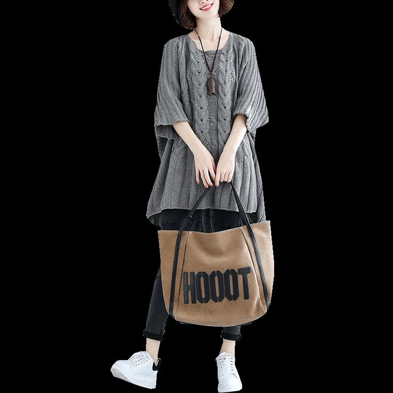 2019 осенне-зимний женский свободный тонкий свитер летучая мышь большого размера