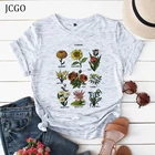 Летняя Хлопковая женская футболка JCGO, женская футболка с цветочным принтом и коротким рукавом, женская футболка с круглым вырезом