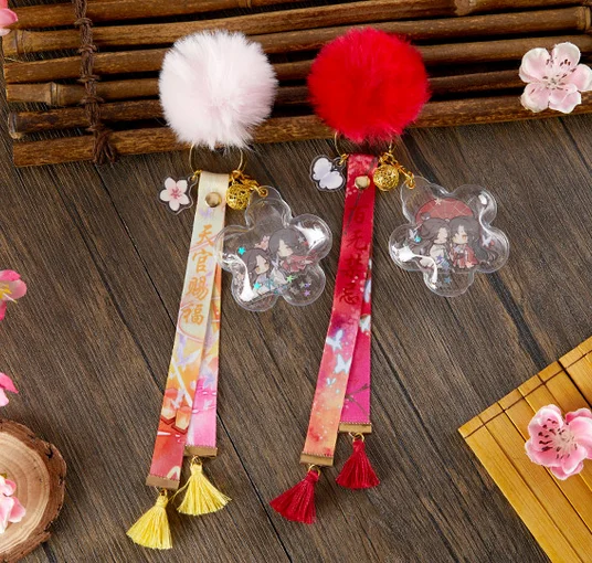 

2021 Anime Tian Guan Ci Fu Hua Cheng Xie Lian Aerated Flower Keychain Gifts Cartoon Figure Acrylic Bag Pendant Cute Keyring Toys