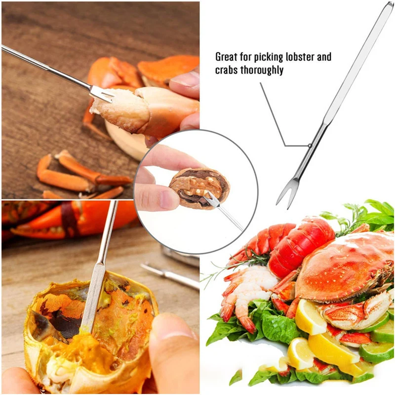 

12Pcs Crab Tools Seafood Tools Set includes 4 pliers+4 needles+4 forks with Bag