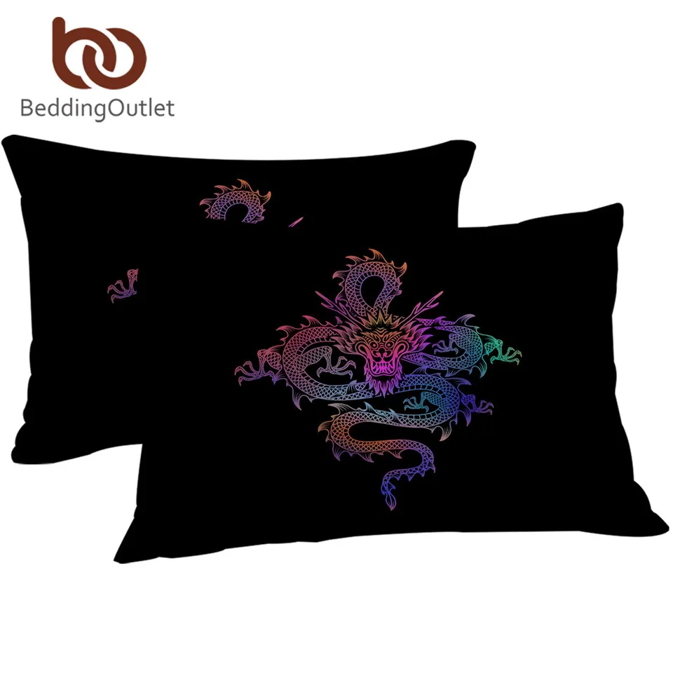 BeddingOutlet Дракон Тотем Подушка Чехол с цветным рисунком Декоративная китайские