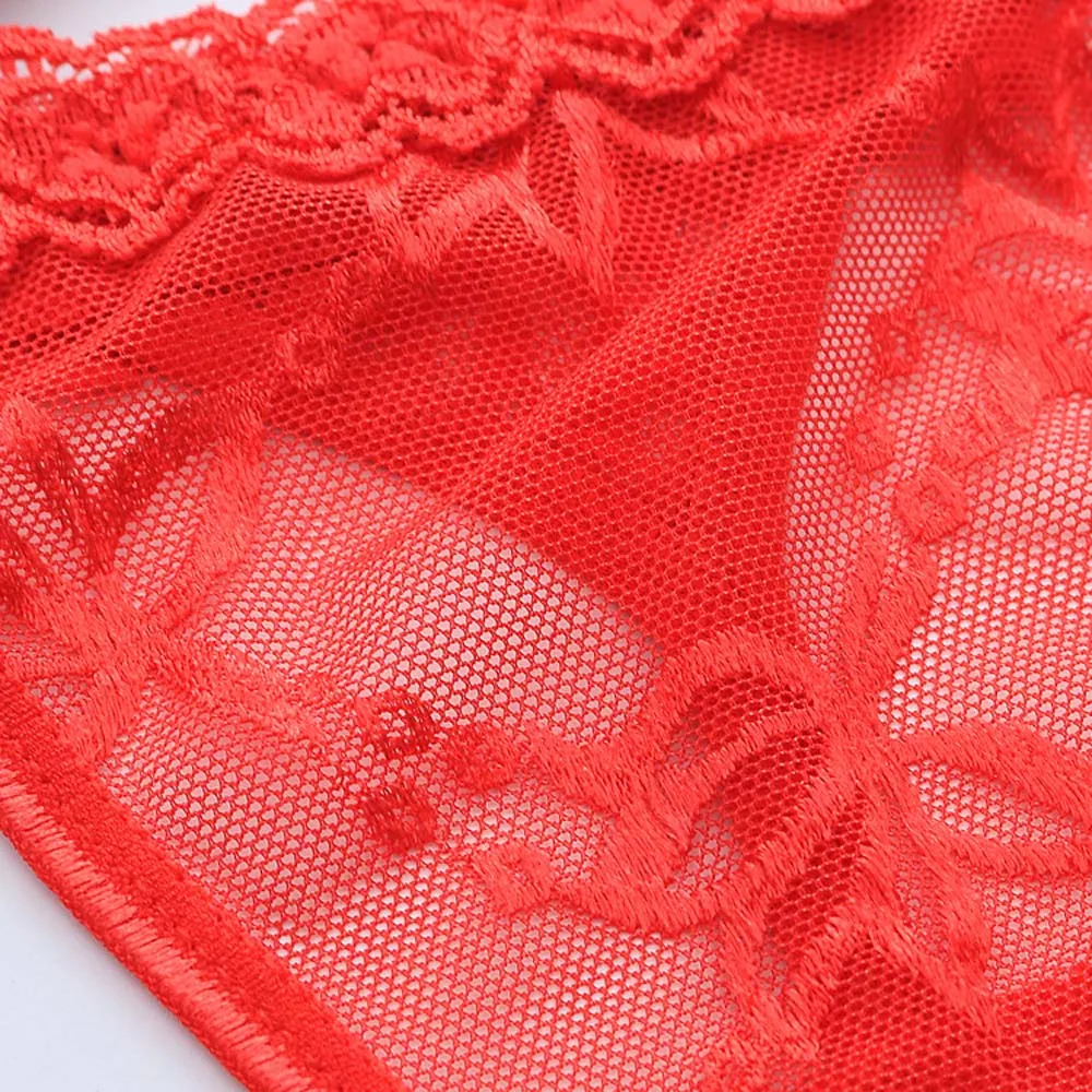 

Women Lace G-String Thong Transparent Sexy Panties Solid Color Floral Decor Soft Breathable Underwear Briefs