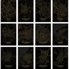Черная Золотая карта города, Нидерланды, сделай сам, алмазная живопись, вышивка крестиком, Роттердам, Амстердам, бреда, эйиндховен, алмазная вышивка, Декор