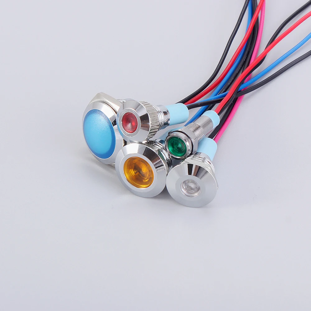 Металлический светодиодный сигнальный индикатор 6 мм 8 10 12 16 водонепроницаемый IP67