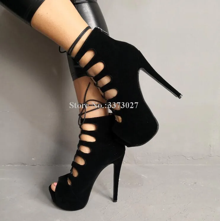 

Босоножки женские замшевые на высоком каблуке, сандалии с перекрестной шнуровкой, пикантная обувь с открытым носком, на платформе и тонком каблуке, туфли-лодочки с молнией сзади для ночного клуба