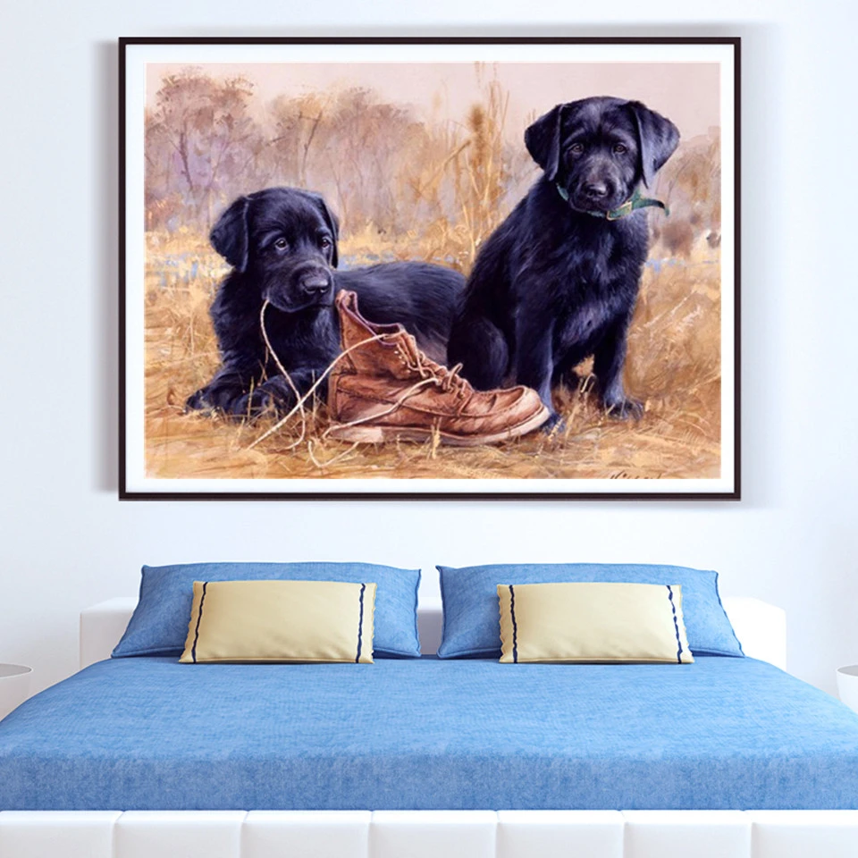 AZQSD Unframe DIY Раскраска по номерам холст животное домашнее украшение масляная