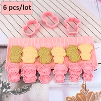 6pcslot christmas biscuit molds for baking tool 3d diy cookie mould pla material fondant mold for party baking accessories