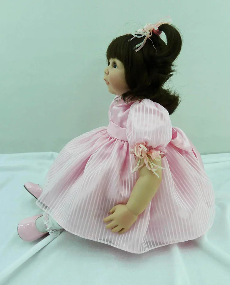 Мягкая силиконовая виниловая кукла-Реборн 60 см игрушка розовое платье