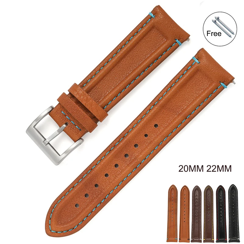 20MM 22MM Quick Release Straps Waterproof Calfskin Leather Band For Huawei /Samsung S3/Active Smart watch band Galaxy watch 46mm