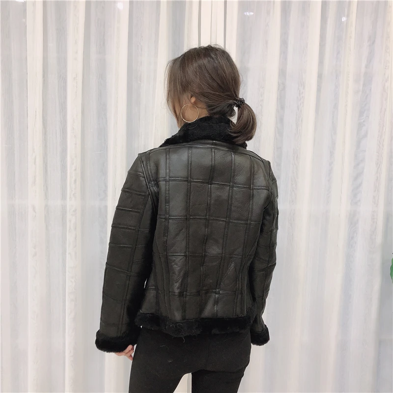 Aorice TX307704 женские зимние базовая мотоцикл натуральном овечьем меху куртка, пальто, женская Свободная натуральная меховая шуба, верхняя одежда