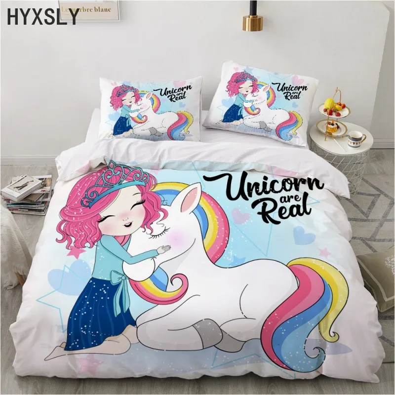 

Cartoon Unicorn Bedding Set Kids Gift Duvet Cover Room Decor US AU EU Queen/King Quilt Covers Magic Rainbow Unicorn Comforter