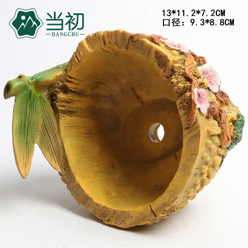 

New resin tree head bamboo head succulent plant flowerpot retro creative garden shop decoration craft ornaments