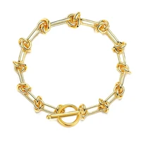 stainless steel handmade winding knot chains bracelets for women men goldsilver ot clasp toggle bracelet hip hop