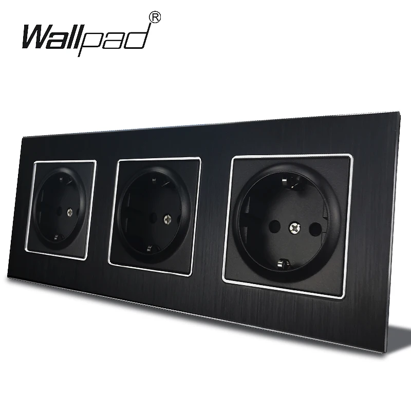 Трехместный ЕС розетка Wallpad 110V 250V AC металлический каркас 16A 234*86 мм штепсель 3 Way