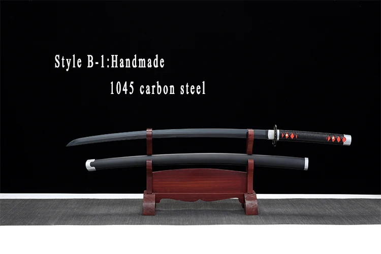 Style B-1 Меч ручной работы аниме для демона, истребителя Kamado Tanjirou, меч катана, самурайские мечи для косплея, реквизит из углеродистой стали, меч призрака - Color: Style B-1