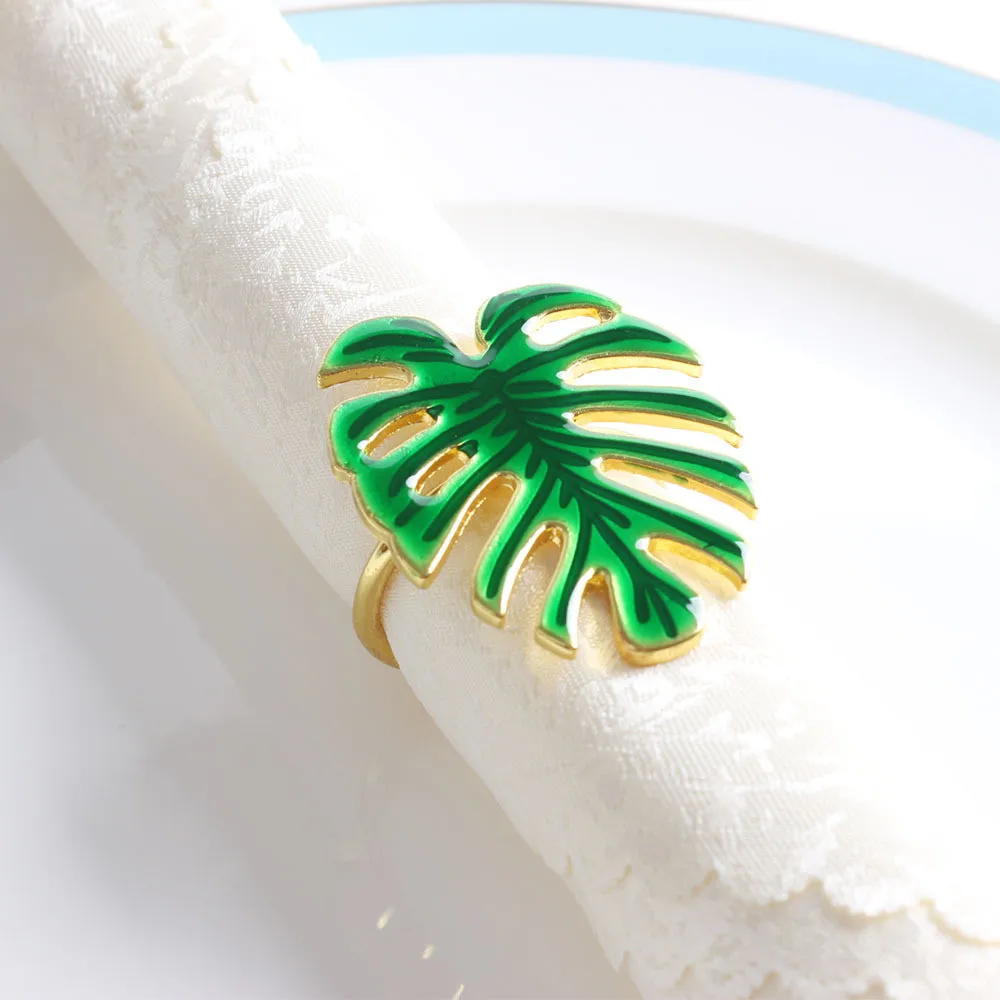 Современное кольцо для салфеток с зелеными листьями ресторана пряжка еды в