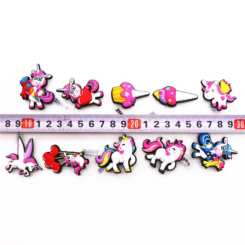 1pcs High Imitation Shoe Decorations Unicorn/Rainbow Horse/Pegasus PVC Shoe Buckles Charm Accessory fit Bracelets Croc JIBZ Kids