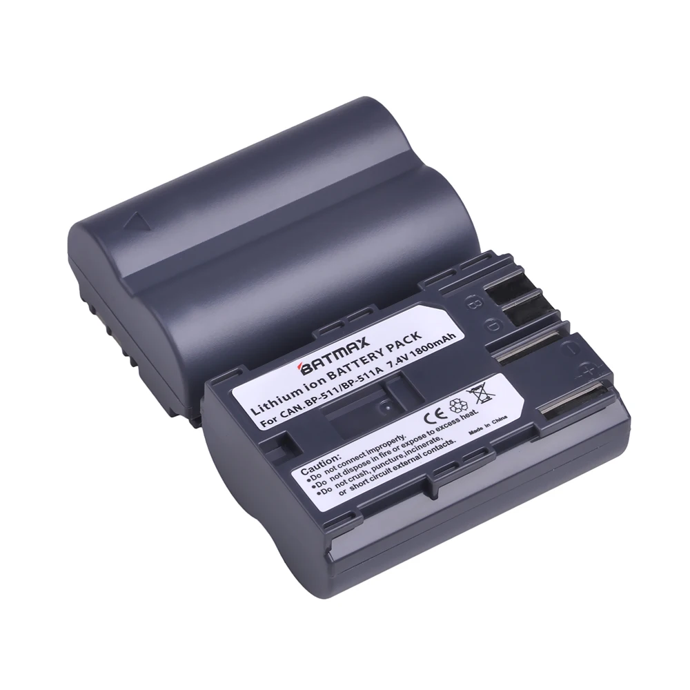 Аккумулятор для камеры Batmax 2 шт. 1800 мАч BP-511A BP 511A BP511A Canon EOS 300D 10D 20D 30D 40D 50D D30 D60 5D G6 OS |