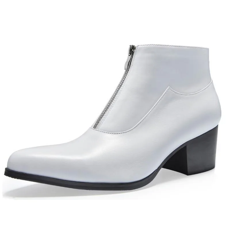 Ботильоны мужские из натуральной кожи ботинки челси на высоком каблуке