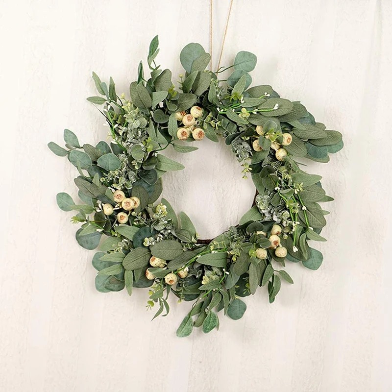 

Artificial Eucalyptus Wreath,21.6 Inch Eucalyptus Leaves Wreath with Big Berries,Spring/Summer Greenery Wreath for Wall