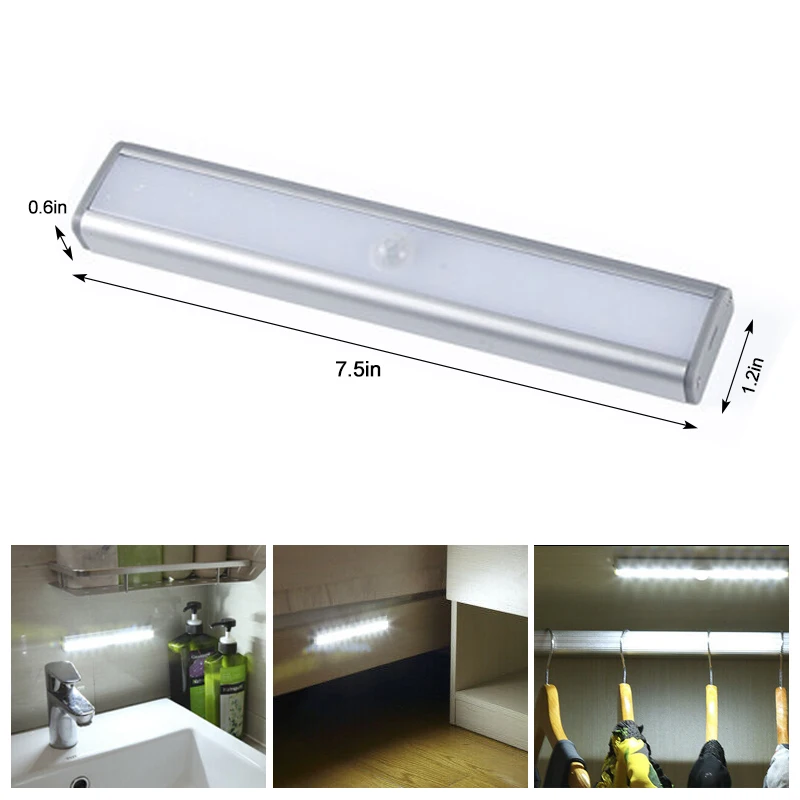 

Умный беспроводной ночсветильник с пассивным инфракрасным датчиком движения, 10 светодиодов, перезаряжаемая батарея, водонепроницаемая ле...