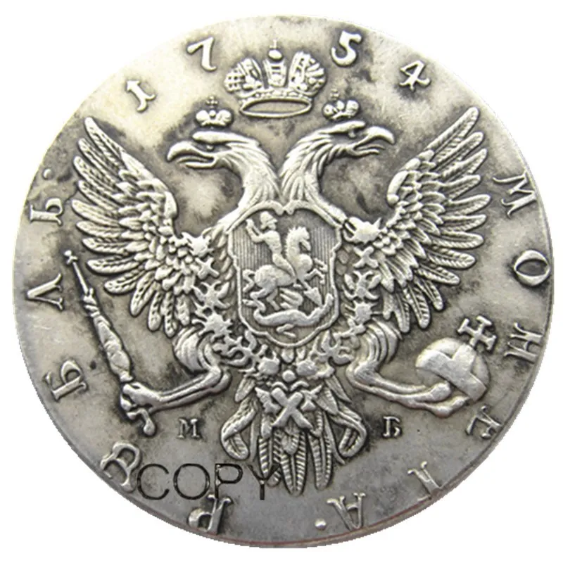 1754 Россия Серебро 1 рубль посеребренные копировальные монеты | Дом и сад