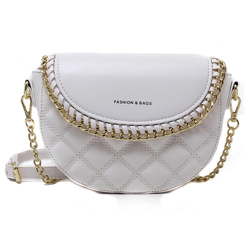 

Niche Design Women's Messenger Bag 2021 New Fashion High-end Diamond Chain Saddle Bag Width: 21cm