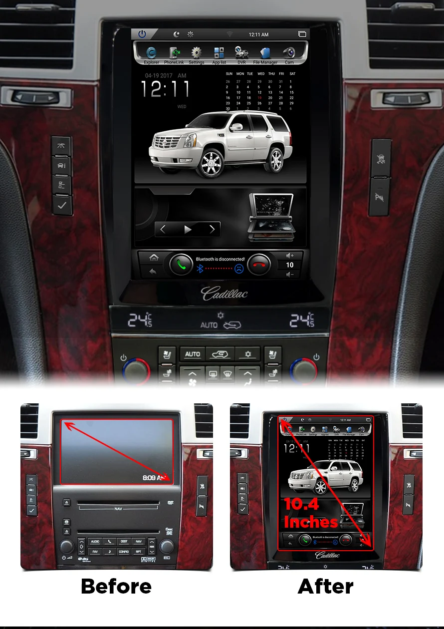 PX6 вертикальный экран 10," четырехъядерный Tesla 1024*768Android автомобильный DVD gps Навигатор Радио Аудио плеер для Cadillac Escalade ram 2G