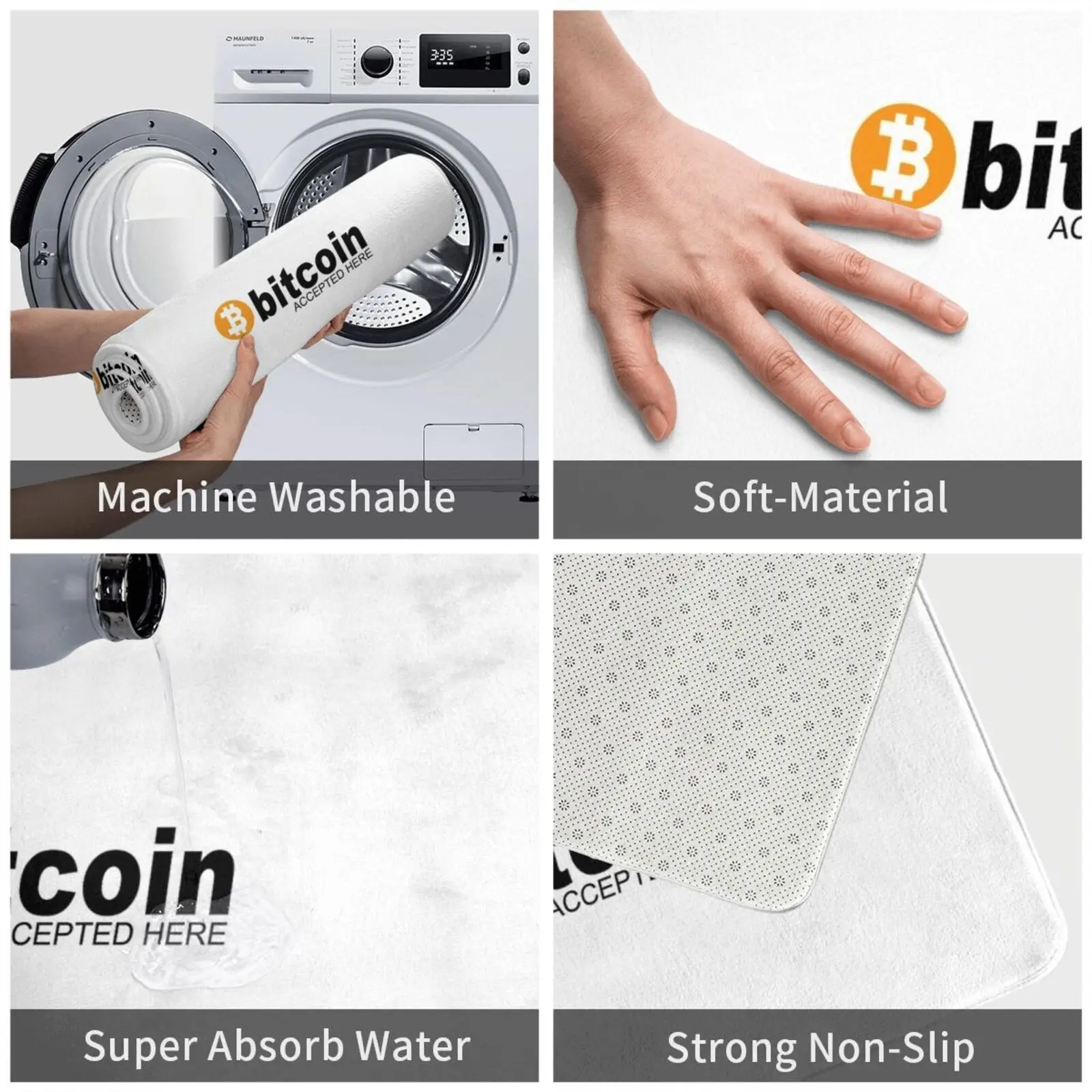 Принимаются биткоины коврик для входной двери ванной Eva Queen нескользящий ног