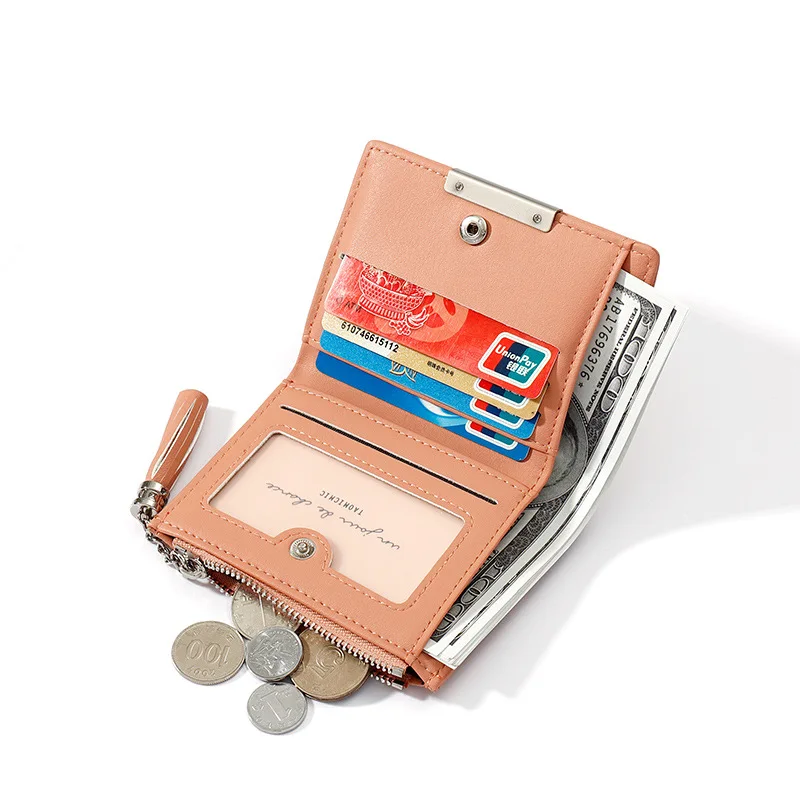 

Fashion Women Wallet Small Tassel Pu Coin Purse Mini Simple Casual Pocket Wallet Female Id Credit Bank Card Holder Money Bag