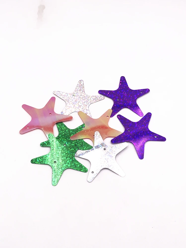 

10Pcs 50mm Laser Sequin Mix Five-Pointed Star Sequins Double Hole Asymmetry Paillette DIY Wedding Sewing Lentejuelas Accessories