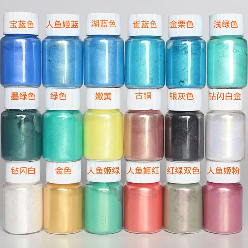 

P15F 36pc Pearlescent Powder Dropping Glue Resin Natural Mica Mineral Powder