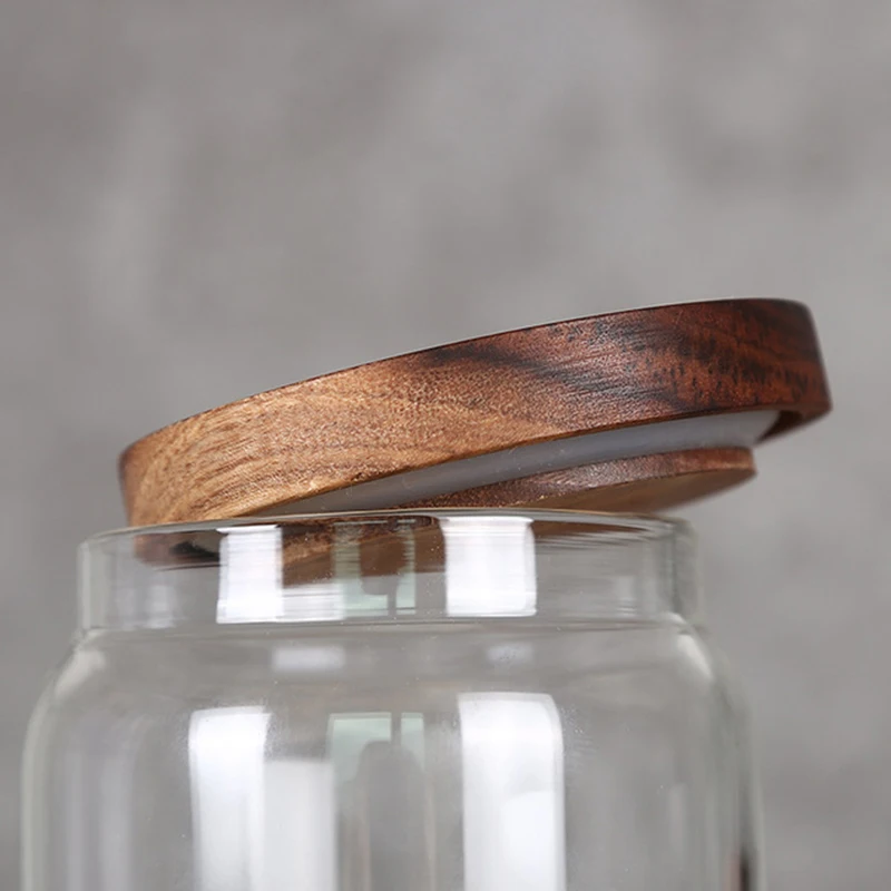 

4 Size Household Glass Tea Jar Round Food Storage Box with Lid and Kitchen Storage Jar