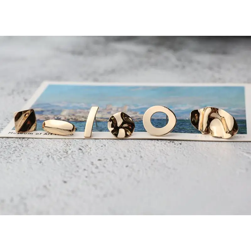 Color-protected copper Stud earring DIY Jewelry accessories handmade material ring square curved oval large geometry 6pcs