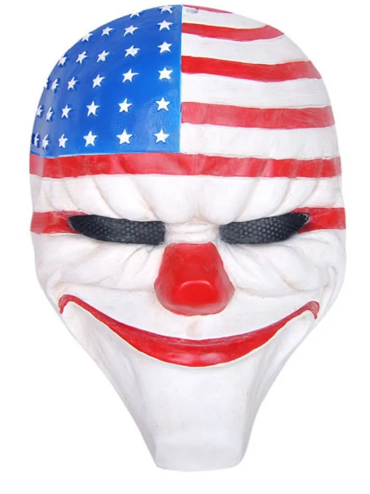 Horror Clown Gamer Verkleidung Kostüm Halloween Fasching Payday 2 Maske Clover